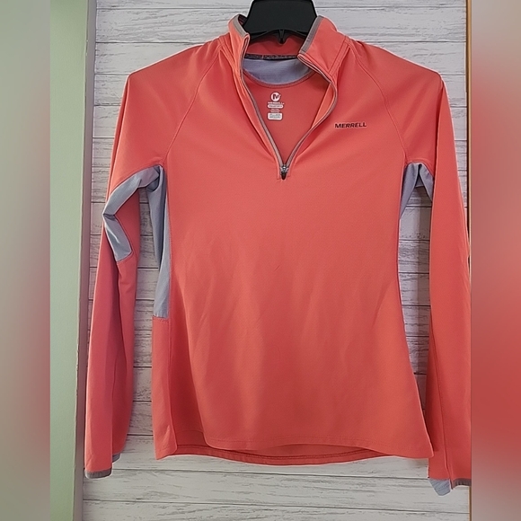 Merrell Women's Quarter Zip 1/4 Zip Select Wick Coral Pullover Size Medium - Picture 1 of 3